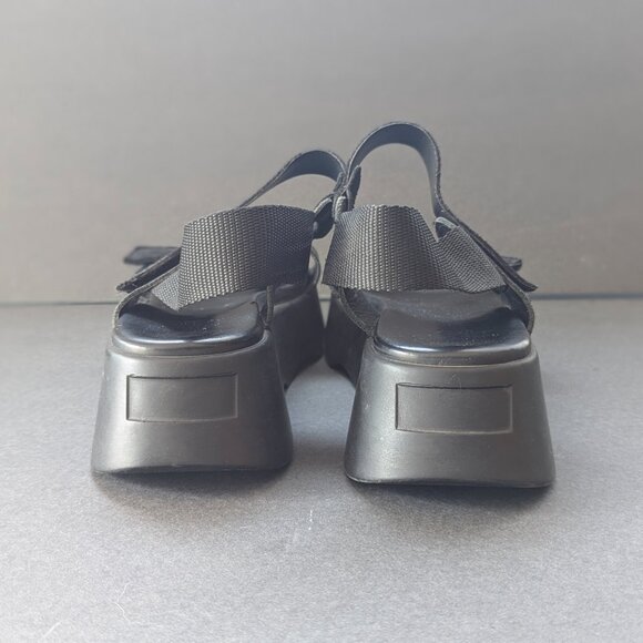 Black suede and leather strappy velcro sandals  made in Italy size 39 - Picture 4 of 11